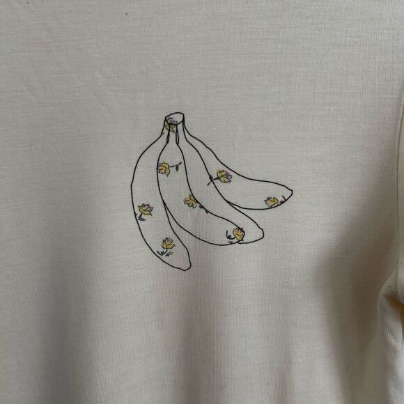 Ganni Pastel Yellow Banana Crewneck T-Shirt Size S Microfloral Snack Spring Time - Picture 6 of 13